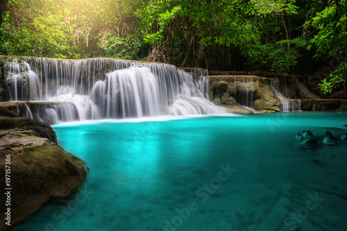 Huay Mae Kamin Waterfall, beautiful waterfall in rainforest at Kanchanaburi province, Thailand © Tawanboonnak
