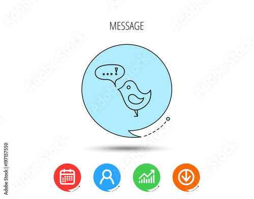 Bird with speech bubble icon. Short messages.