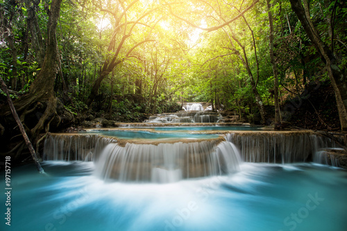 Huay Mae Kamin Waterfall  beautiful waterfall in rainforest at Kanchanaburi province  Thailand