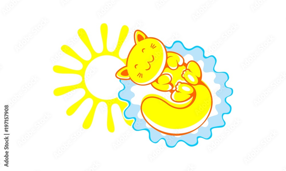 vector - cat, kitten, sleeping, sunny