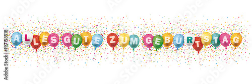 Alles Gute Geburtstag Banner mit Konfetti und Luftballons