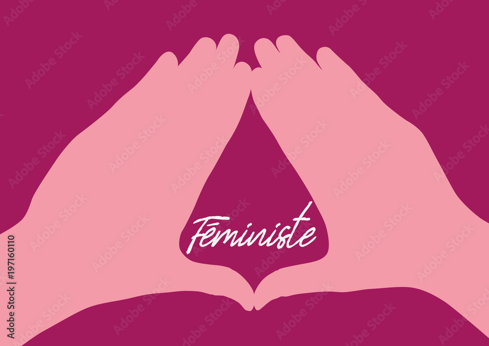 Feminisme Feministe Symbole Signe Femme Main Egalite Discrimination Harcelement Stock Vector Adobe Stock