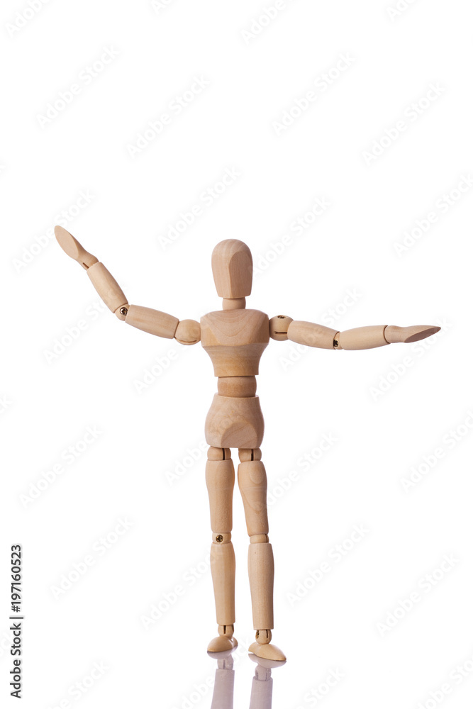 Wooden mannequin isolated on white background Wooden mannequin isolated on white background