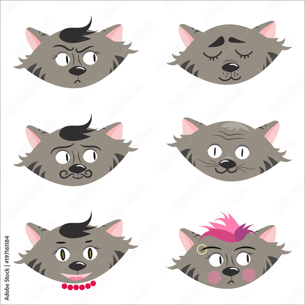 a set of cats' emotions