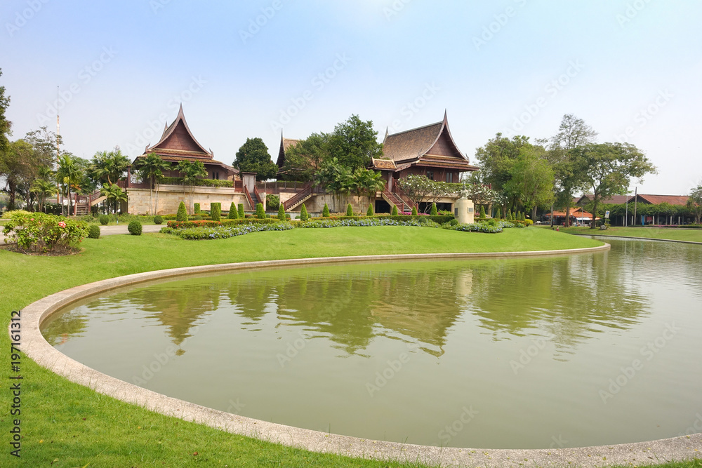 Naklejka premium Traditional Thai wooden house