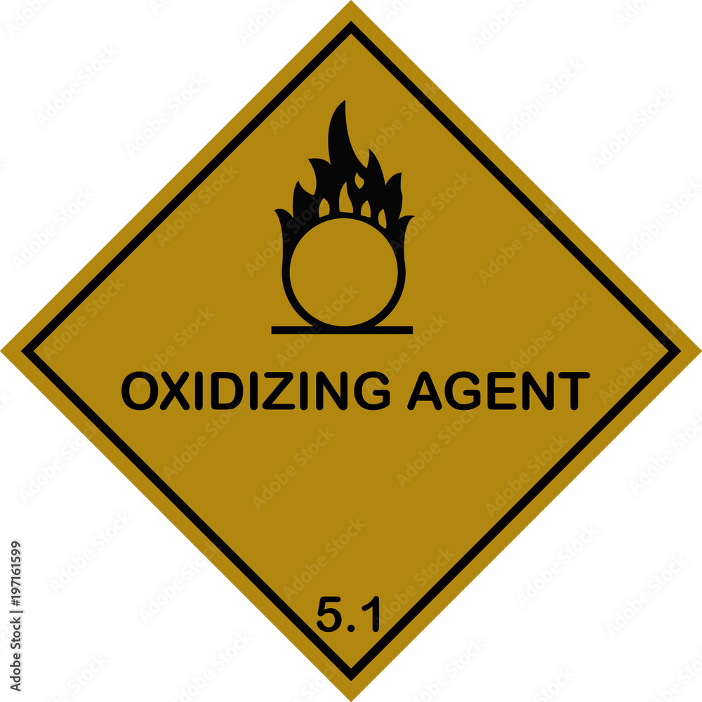 Warning oxidizing agent signs , safety sings on white isolated background Warning oxidizing agent signs , safety sings on white isolated background