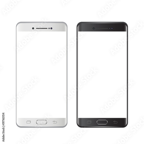 Smartphones black and white. Smartphone isolated on white background. Vector illustration photo