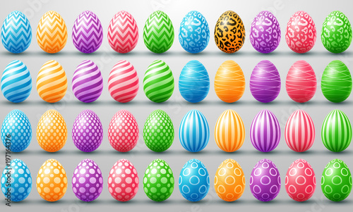 Collection of colorful eggs easter