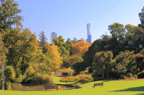 Botanic Gardens cityscape Melbourne Australia