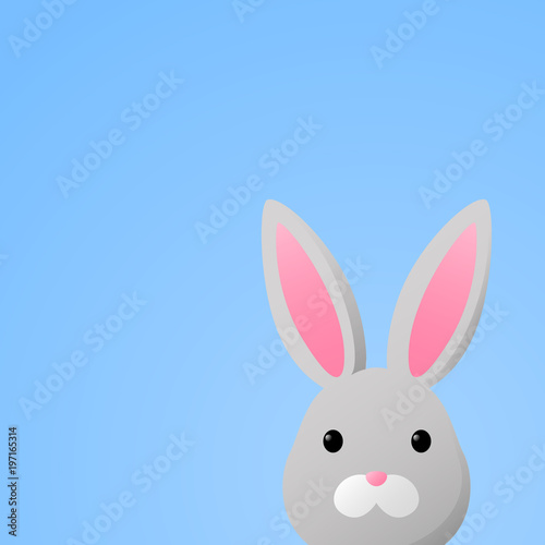 Cute Easter Bunny on blue background © ekyaky