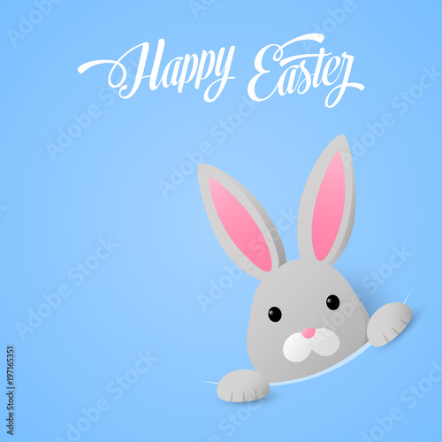 Cute Easter Bunny on blue background