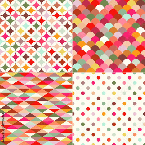 seamless colorful red multicolor geometric pattern background
