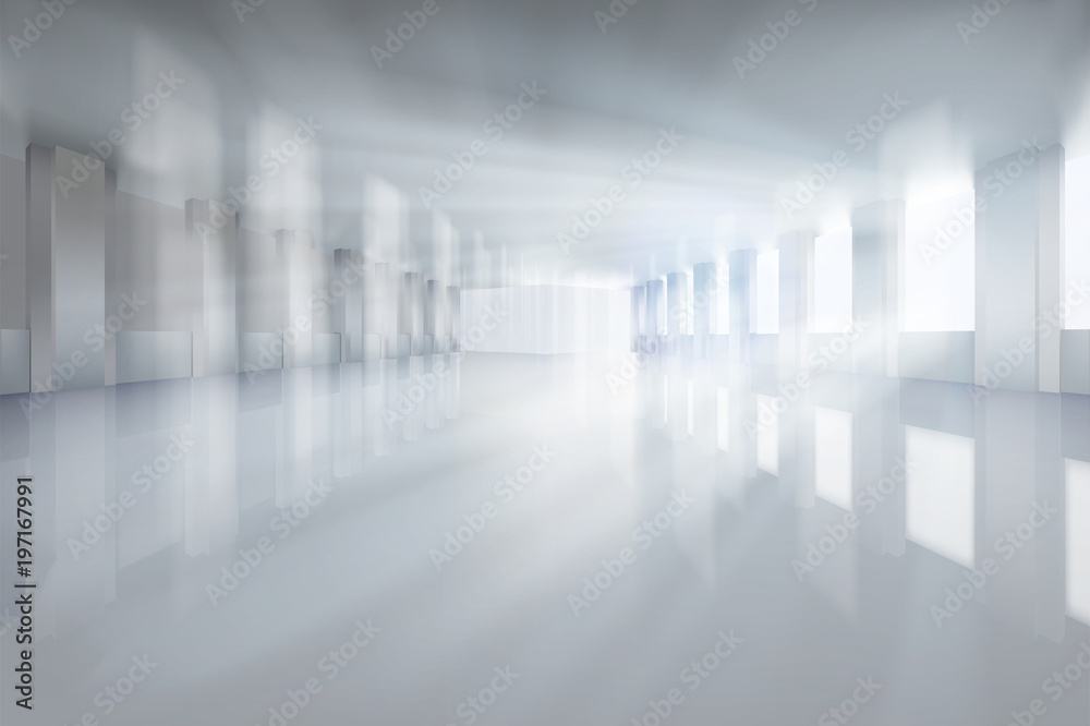 Large hall with the windows. Solar rays of light. Vector illustration. Large hall with the windows. Solar rays of light. Vector illustration.