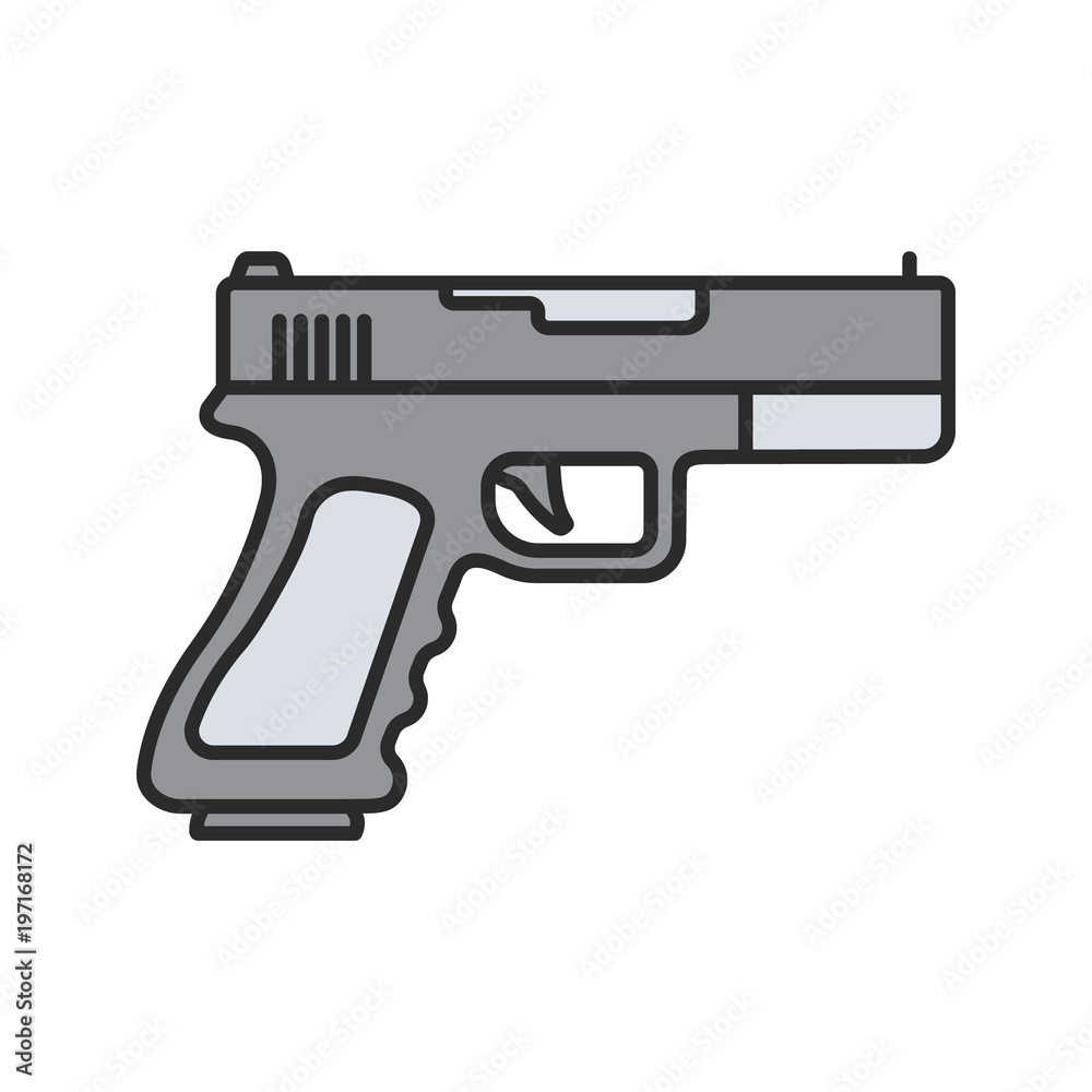 Gun, pistol color icon