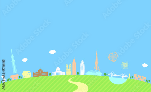 tokyo landscape colorful illustration