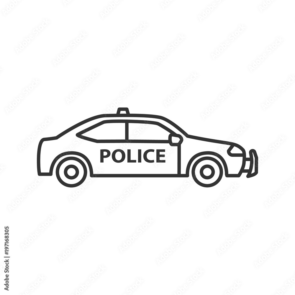 Fototapeta Ikona liniowej samochodu policyjnego