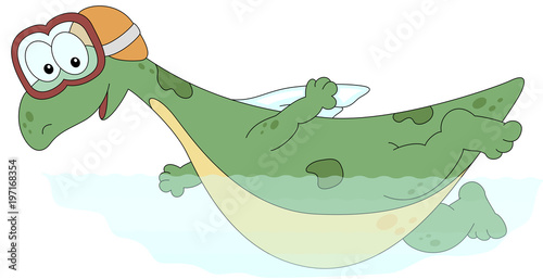 Green dragon in swimming pool