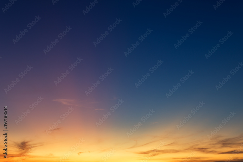 Beautiful fluffy clouds with evening sunset background.