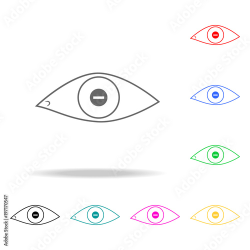 eye with short-sightedness problems ico. Elements of medicine and pharmacy multi colored icons. Premium quality graphic design icon. Simple icon for websites, web design