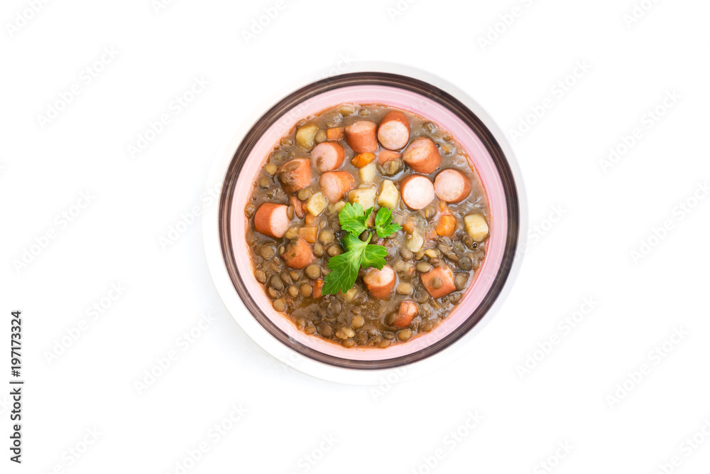 Traditional homemade Sausages with beans soup Traditional homemade Sausages with beans soup