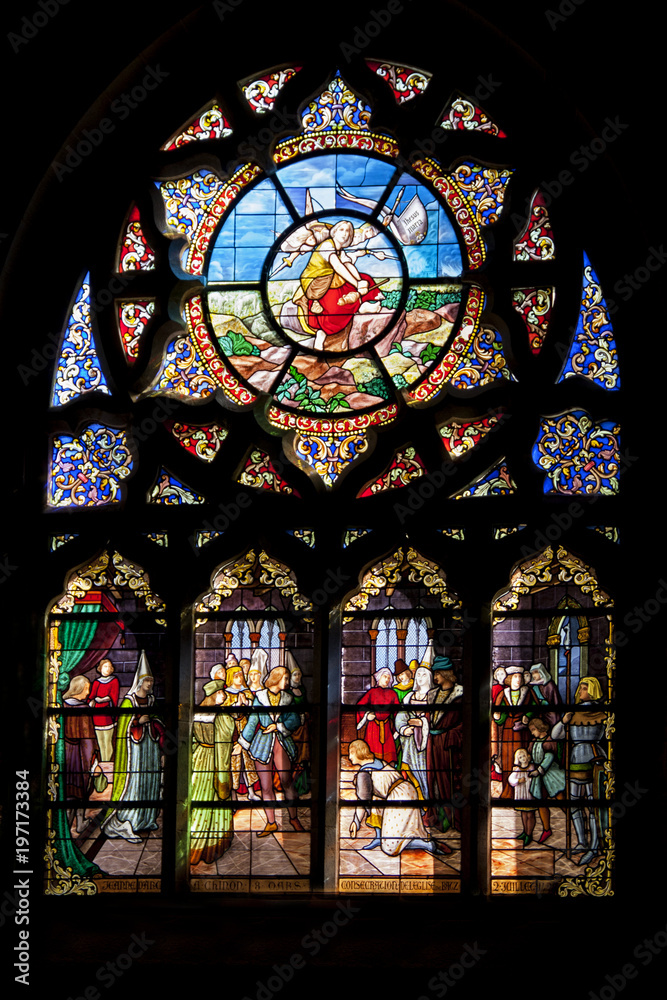 Batz sur mer. Vitrail de l'église Saint Guénolé. Loire Atlantique. Pays de Loire