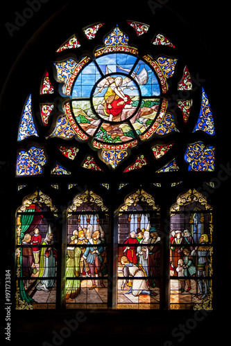 Batz sur mer. Vitrail de l'église Saint Guénolé. Loire Atlantique. Pays de Loire