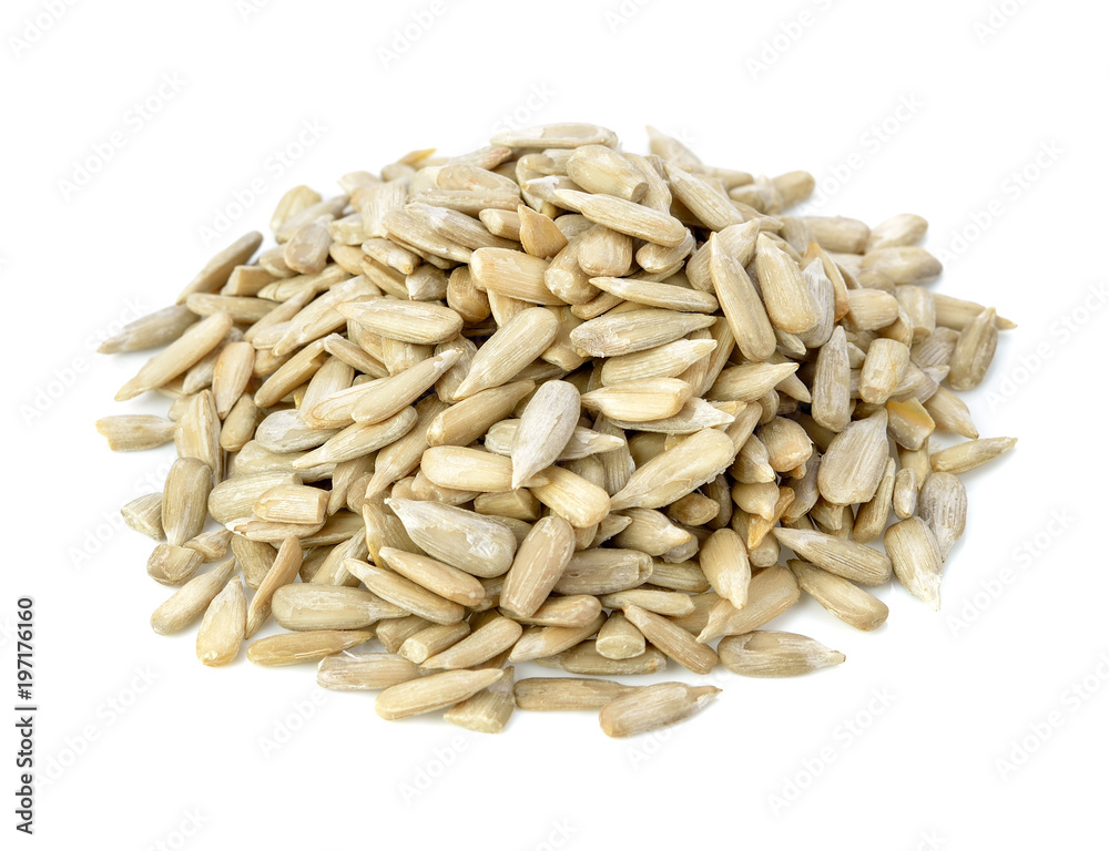 Sunflower seeds isolated on white background Sunflower seeds isolated on white background