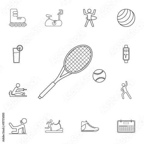Tennis icon. Detailed set of gym and fitness icons. Premium quality graphic design. One of the collection icons for websites, web design, mobile app