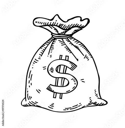 money bag hand drawn