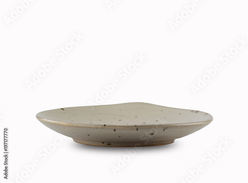Japanese style plate or vintage dish isolated on white background.