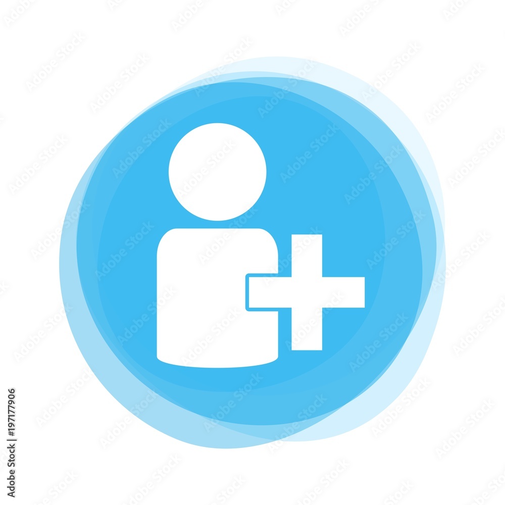 Weißes icon und Plus auf hellblauem Button Weißes icon und Plus auf hellblauem Button