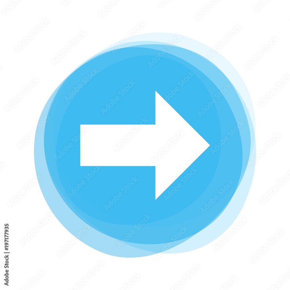 Weißer Pfeil nach rechts auf hellblauem Button Weißer Pfeil nach rechts auf hellblauem Button
