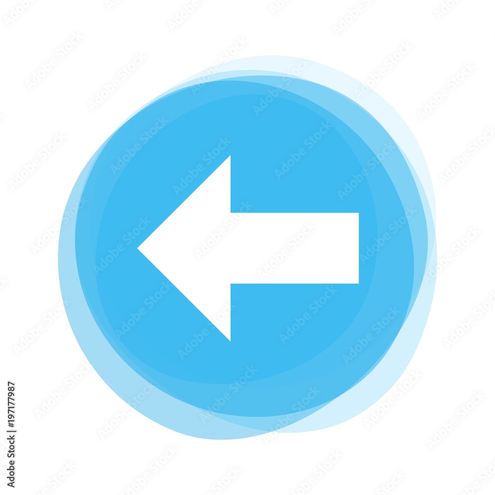 Weißer Pfeil nach links auf hellblauem Button Weißer Pfeil nach links auf hellblauem Button