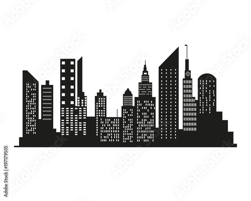Vector city silhouette in a flat style. Modern urban landscape.vector illustration