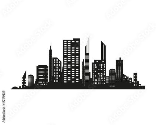 Vector city silhouette in a flat style. Modern urban landscape.vector illustration