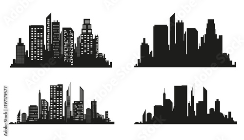 Vector city silhouette in a flat style. Modern urban landscape.vector illustration