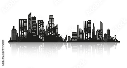 Vector city silhouette in a flat style. Modern urban landscape.vector illustration