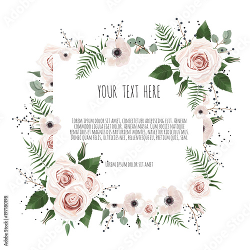 Vector botanical card. Can be used as greeting card or wedding invitation.