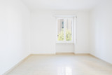 Empty room, clean white walls after renovation