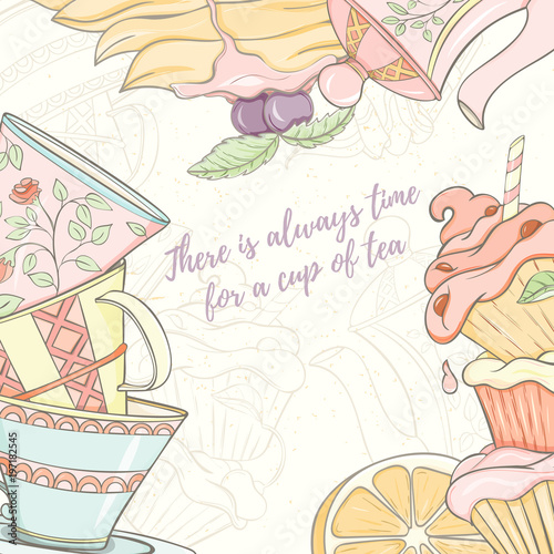 Tea time invitation card.