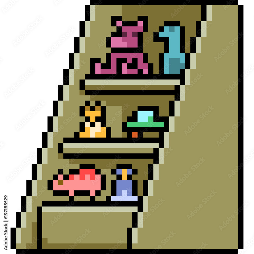Fototapeta premium vector pixel art toy shelf