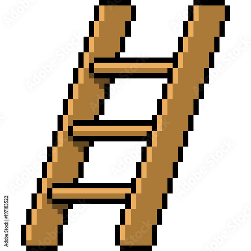 vector pixel art stair isolated cartoon