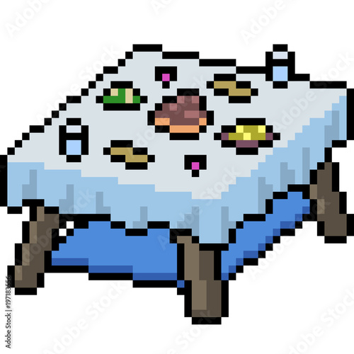 vector pixel art dinner table