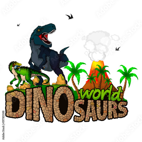 Logo  Dinosaurs World. Vector illustration.