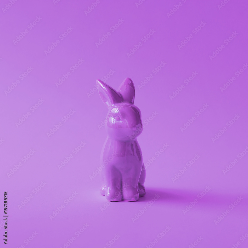 Fototapeta premium Purple easter bunny. One color concept. Minimal ultra violet.