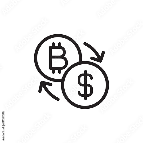 bitcoin usd exchange outlined vector icon. Modern simple isolated sign. Pixel perfect vector  illustration for logo, website, mobile app and other designs