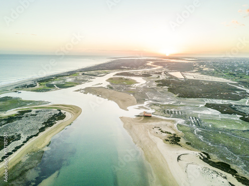 Aerial view of unique Ria Formosa in Fuseta, Algarve, Portugal photo