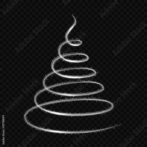 Glowing light fire line swirl spiral. Vector abstract light speed motion effect. stylized Christmas tree