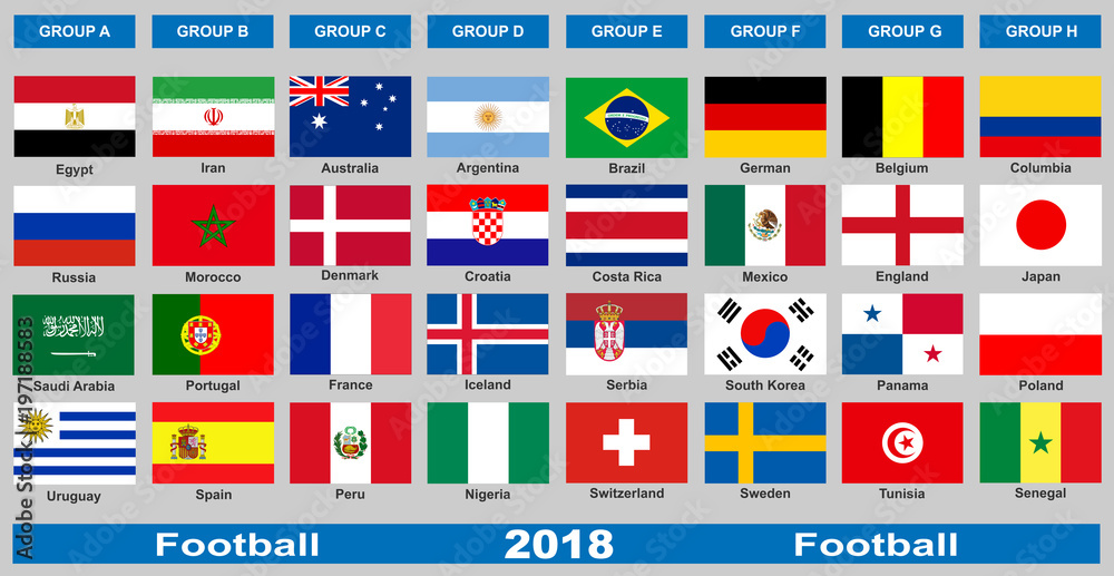 Obraz premium Flags of football national teams.