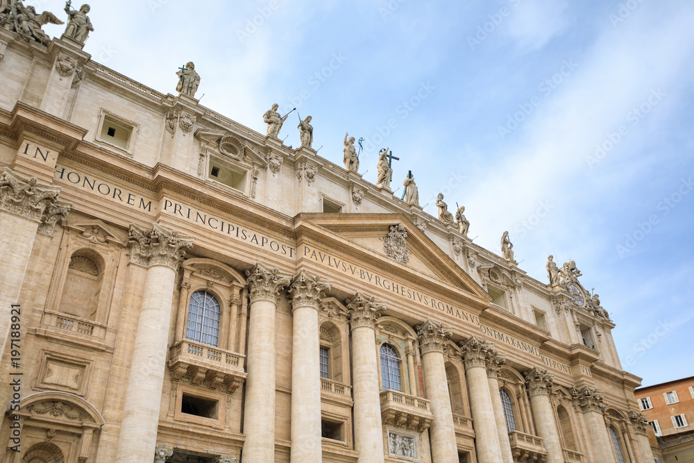 The facade of Saint Peter's Basilica in Vatican